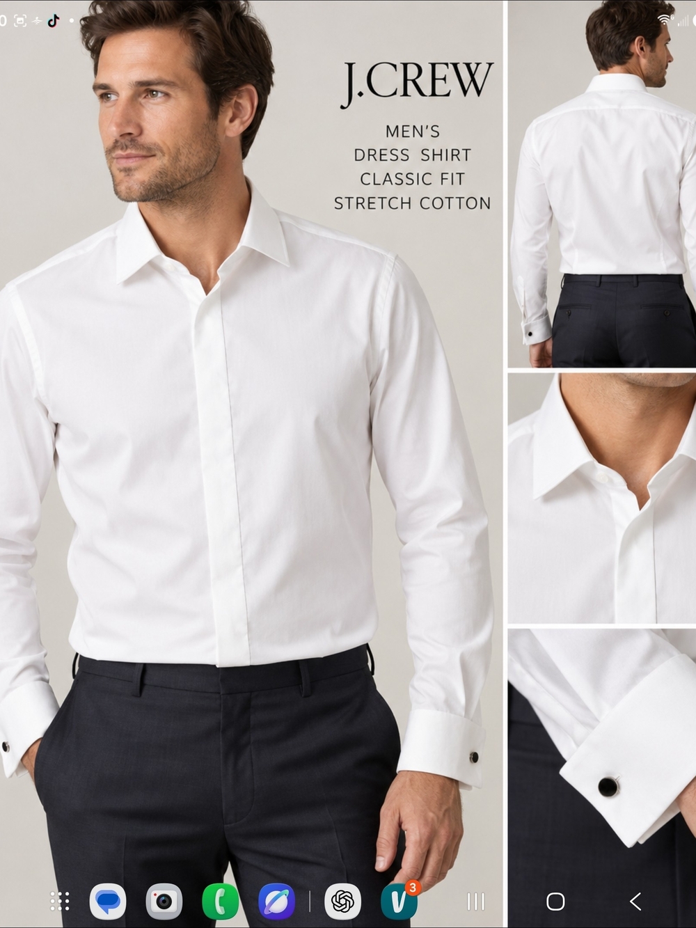 J. Crew White Men's Classic Fit Stretch Dress Shirt
